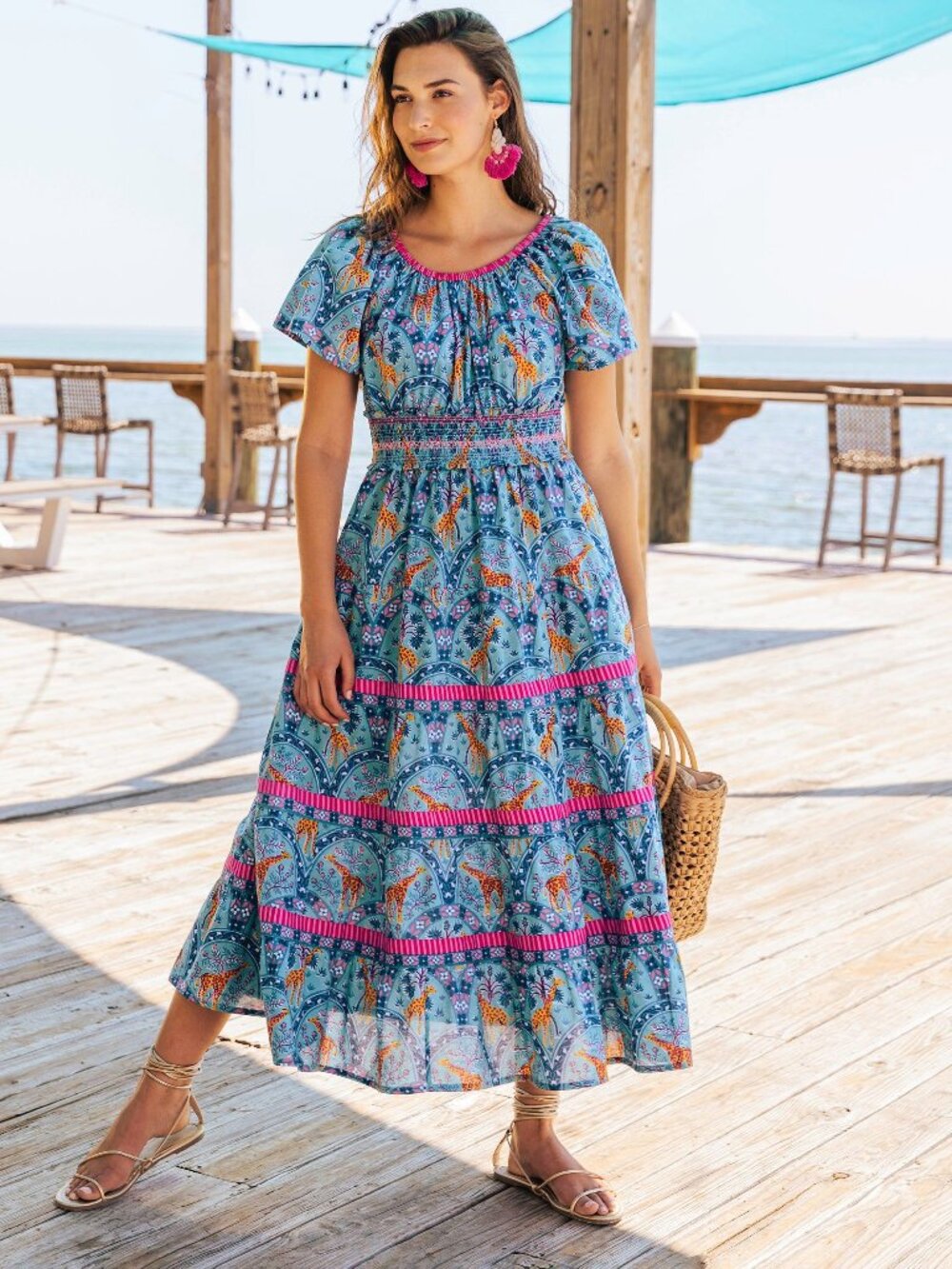 Printfresh grazing giraffes midi dress